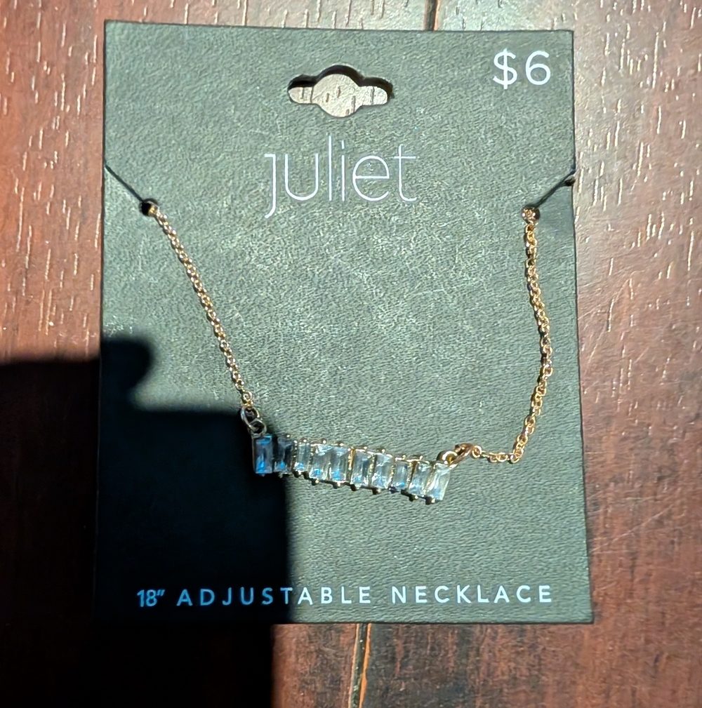 🦋 New Juliet Gold Necklace with Clear Stones